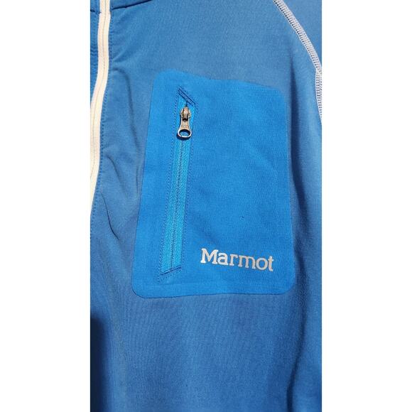 Marmot Shirt Men's Large Blue Two Tone Tech Lightweight ¼ Zip Pullover Baselayer - Picture 14 of 15